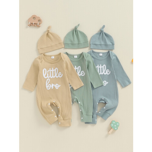 (3-6 Months, Khaki) Σετ ολόσωμης φόρμας και γράμματα 2