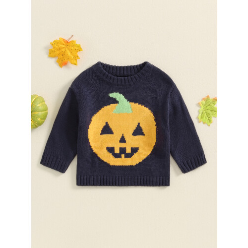 (2-3 Years, Black) Pull d'Halloween pour bébé, motif citrouille, chaud, à manches longues, décontracté. 2