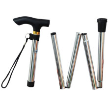 Adjustable Aluminum Crutch for Adults, Lightweight Foldable Walking Aid with Carrying Bag, Silver