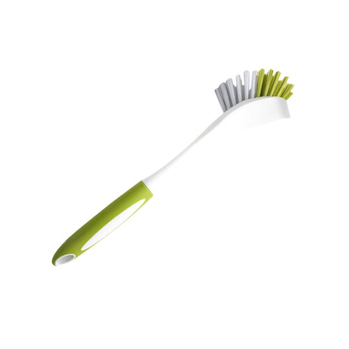 Long Handle Dish Brush with Scraper Tip, Durable Kitchen Scrub Brush for Pots and Pans Green