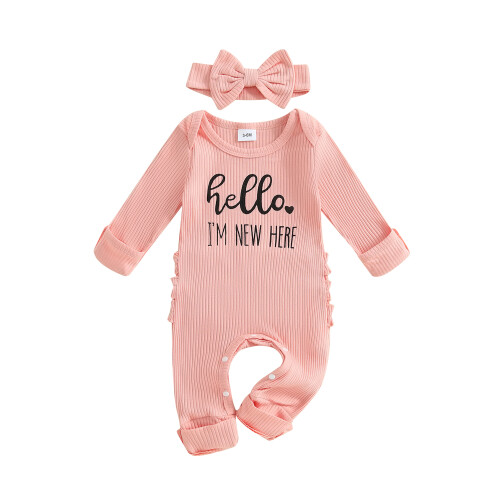 (3-6 Months, Pink) Φθινοπωρινό ολόσωμο φόρεμα για μωρά