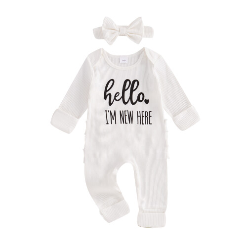 (Newborn, White) Φθινοπωρινό ολόσωμο φόρεμα για μωρά