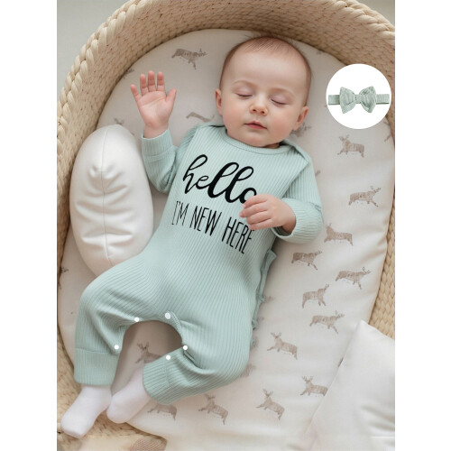 (Newborn, Green) Φθινοπωρινό ολόσωμο φόρεμα για μωρά 2