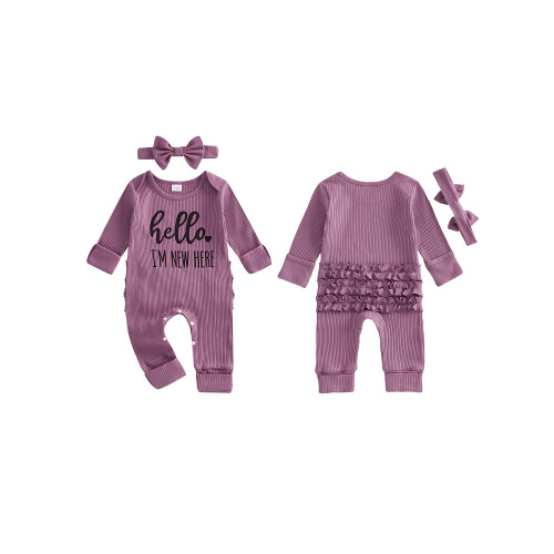 (0-3 Months, Purple) Φθινοπωρινό ολόσωμο φόρεμα για μωρά 1