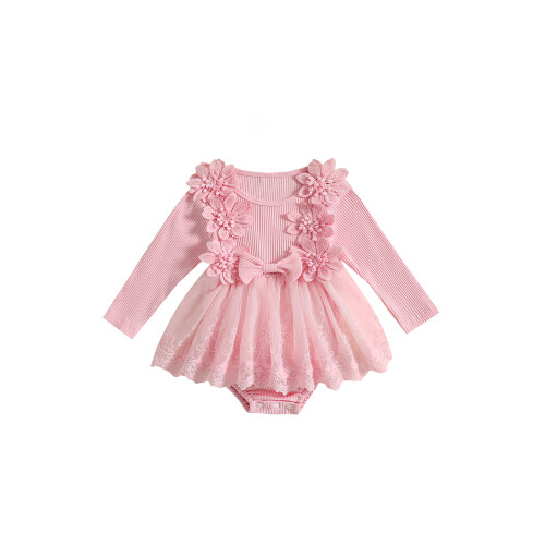 (3-6 Months, Pink) Φόρεμα Romper για για φθινόπωρο-άνοιξη