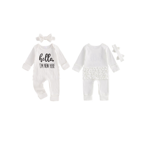 (Newborn, White) Φθινοπωρινό ολόσωμο φόρεμα για μωρά 1