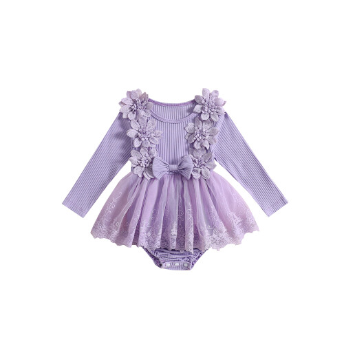(3-6 Months, Purple) Φόρεμα Romper για για φθινόπωρο-άνοιξη