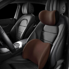 Car Lumbar Support Pillow and Neck Pillow Set for Volkswagen Transporter 20032023, Ergonomic Back and Neck Pain Relief, Soft Brown Cushion Comfort