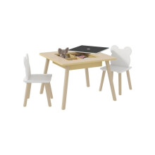 3-Piece Kids Table and Chairs Set with Convertible Desk and Storage Grid, Kids Activity Table for Nursery, Playroom