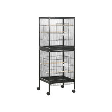 Bird Cage Budgie Cage 2 In 1 Large Aviary with Wheels Removable Trays for Finch Canaries Cockatiels Black