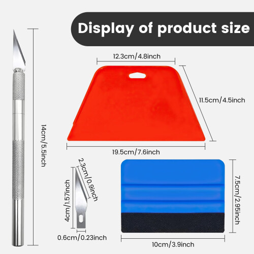 8pcs Car Vinyl Wrap Tool Kit with Durable Felt Edge Squeegee for Bubble Application and Window Tint 1