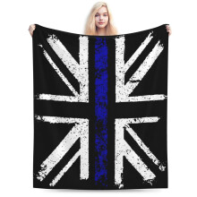 Police Thin Blue Line British Flag Throw Blanket 60x50 Soft Cozy Flannel for Couch Sofa Bed and Travel