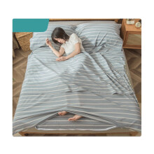 Cotton Sleeping Bag Liner for Adults Lightweight Travel Sheets with Pillow Pocket Blue 160x210cm