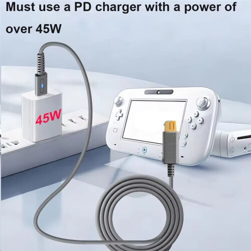 1.8m Type C 45W PD Charging Cable for  U Console USB C Power Supply Cord for  U Charge Game Console Cable 1