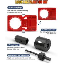 Door Lock and Door Installation Kit, for Hinge Mortising From 2.5" to 5" and Types of Square, 1/4", 5/8" Radius
