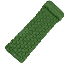 Ultralight Camping Sleeping Pad with Built‑in Pump and Pillow, Inflatable Air Mattress for Hiking Backpacking (Green)