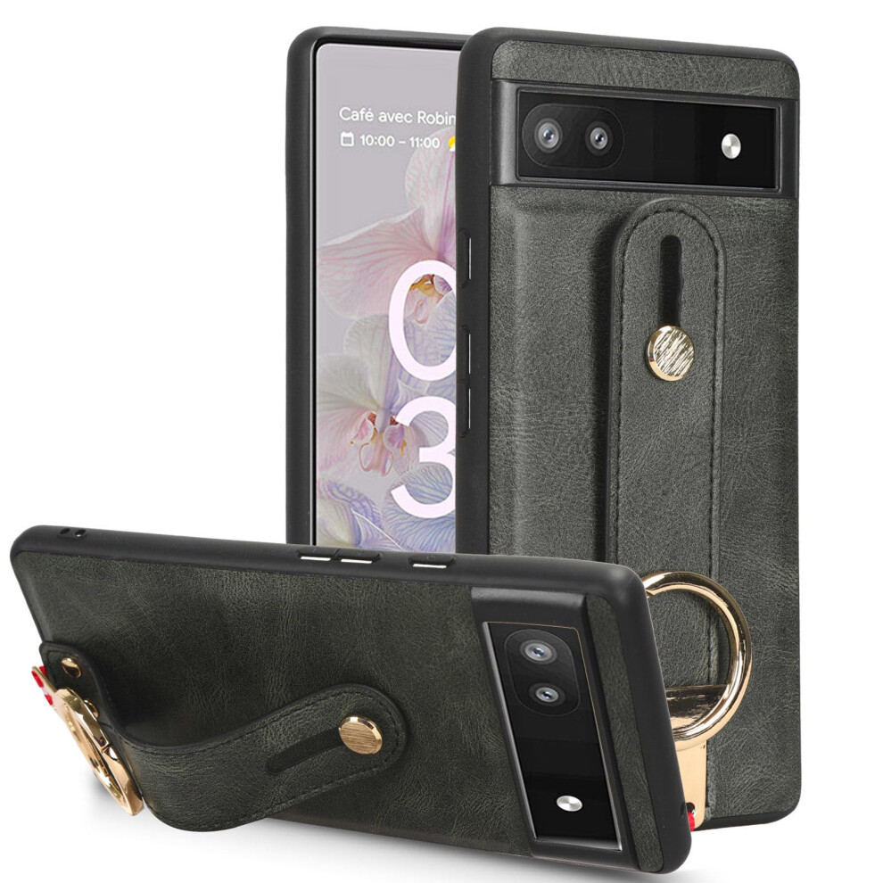 Leather Case For Google Pixel 6A With Wristband Keychain, ShockâAbsorbing AntiâSlip Tpu Cover Green 9771547812630
