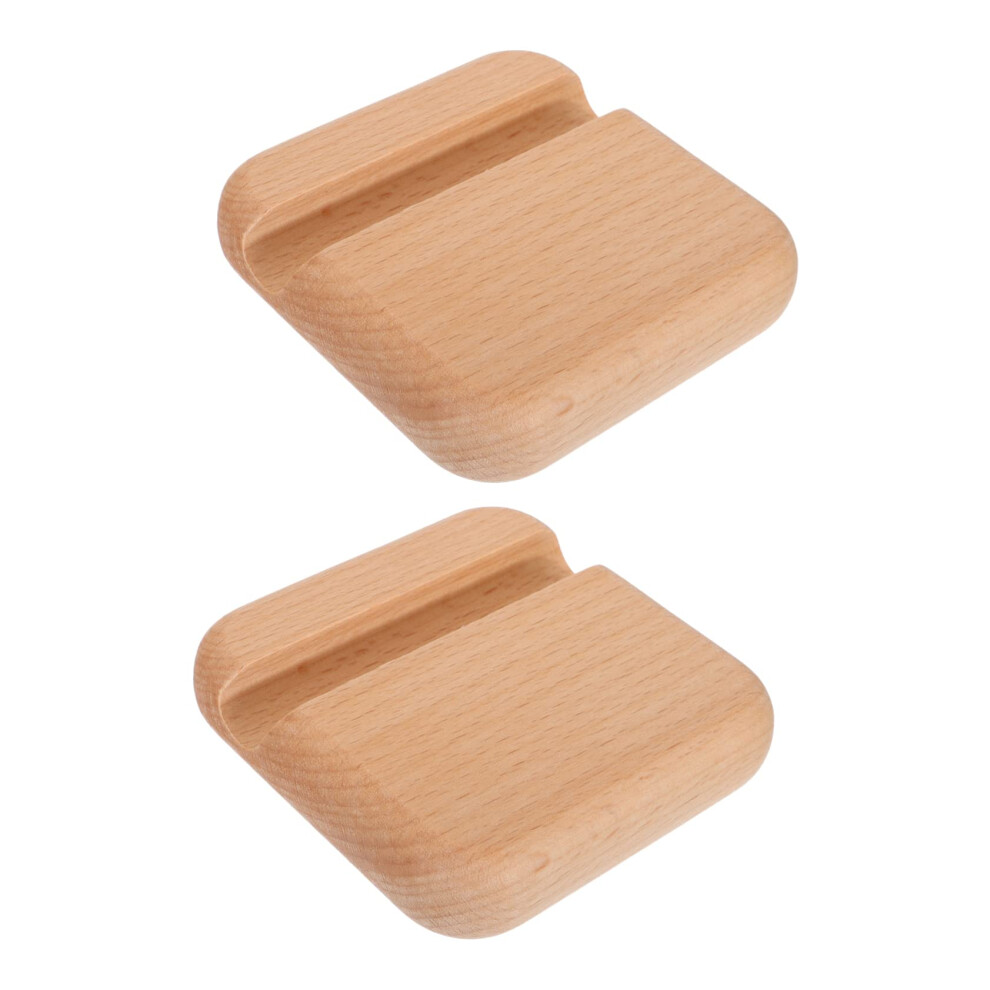 Wood Phone Stand And Tablet Holder 2 Pack Â Stable Wooden Base, Hands Viewing, Minimalist Natural Look For Office Desk 9771547812722