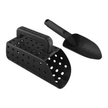 Metal Detecting Sand Scoop and Trowel Set, Durable ABS Beach Digging Tools for Treasure Hunting, Black