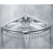 Bathroom Corner Shelf Rustproof Copper Wall Mounted Space Saving Storage Organizer Silver Single Layer