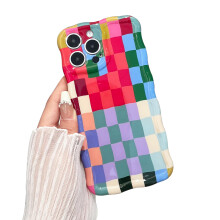 Cute Colorful Checkerboard Case for iPhone 13, Slim Shockproof Soft TPU Protective Cover for Women and Men