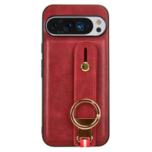 Leather Case with Lanyard and Ring Stand for Google Pixel 9 Pro, Slim Cover with Wrist Strap for Google Pixel 9 Pro XL