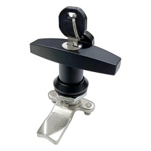 Black Zinc Alloy Garage Door T Handle Lock with Keys, Secure Keyed Metal Gate Lock for Outdoor Use