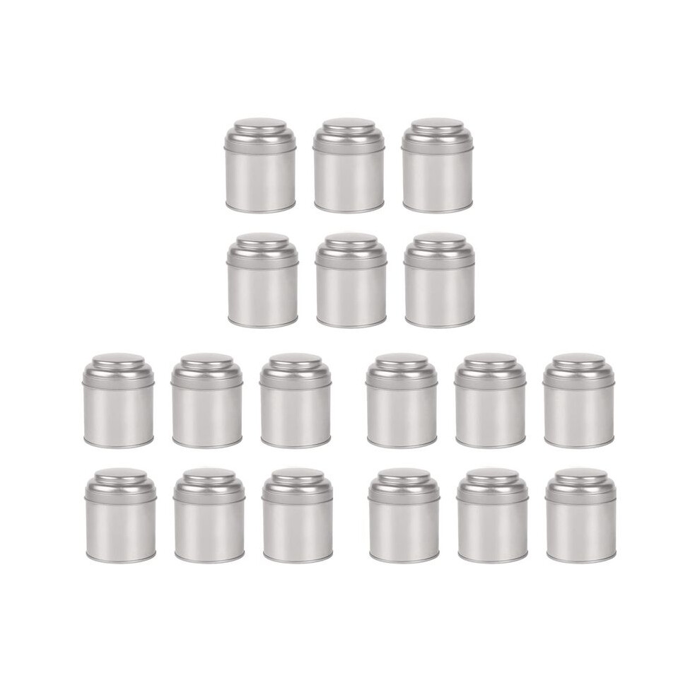 18Pcs Tea Tins Canister With Airtight Double Lids, Tin Can Box And Small Round Kitchen Canisters For Tea (Silver) Silver 6033505715821