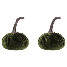 2X Large Velvet Pumpkins for Decorating,Handmade Artificial Harvest Pumpkins,Fall Halloween Thanksgiving Home(Green)