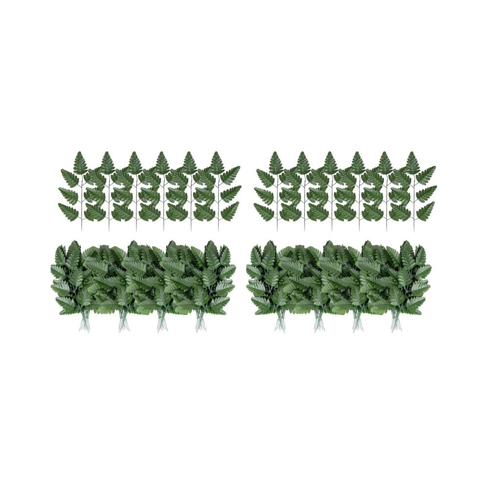 Artificial Leaf Fern - Artificial Fern Leaves Stem Faux Greenery Plant For Cemetery Grave Headstone Wedding 200Pcs 6033868726731