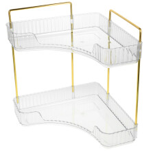 Transparent Bathroom Corner Shelf Organizer with Stable Corner Design for Vanity and Kitchen Countertop Use