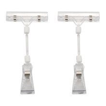 2X 6.5 Zoll Höhe Transparentem Kunststoff Doppel-Clips Einstellbar Sign Card Display Inhaber