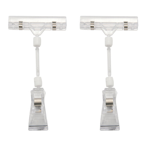 2X 6.5Inch Height Transparent Plastic Double Clips Adjustable  Sign Card Display Holder