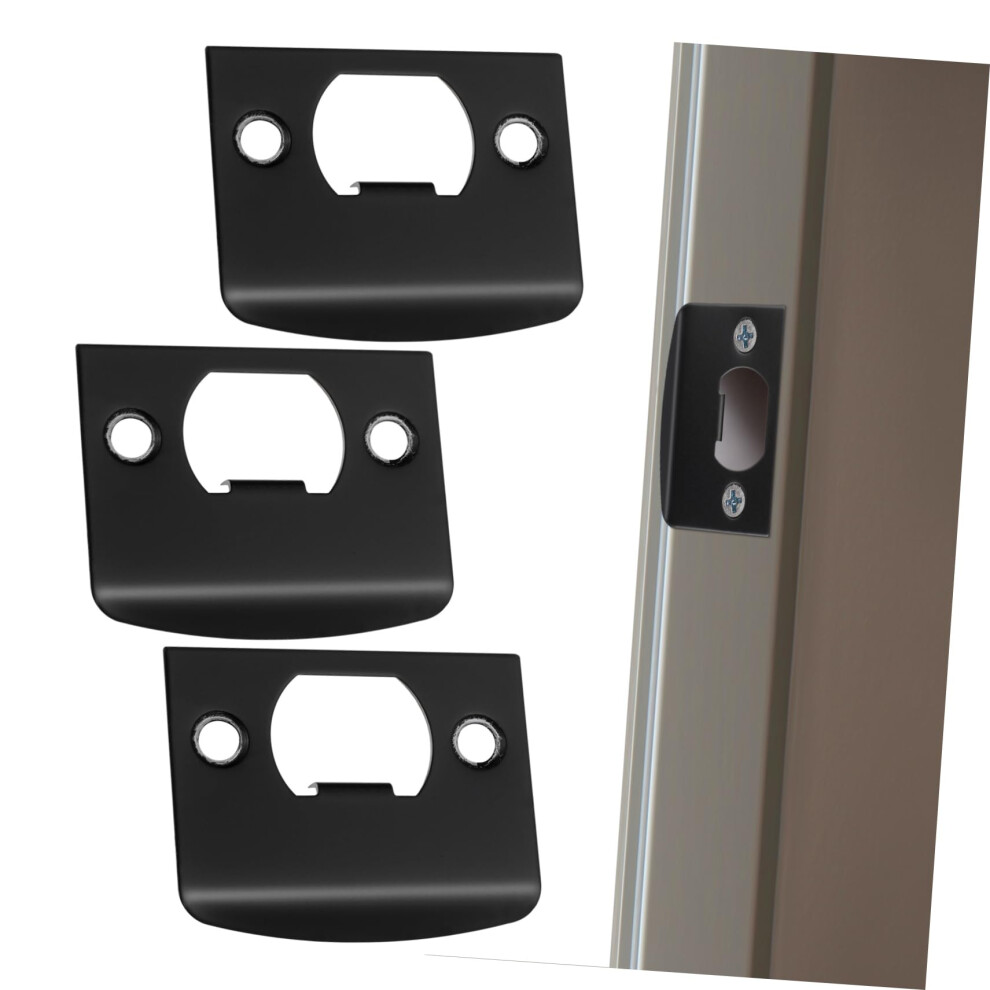 4Pcs Heavy Duty Stainless Steel Door Strike Plate Black Deadbolt Reinforcement Kit For Enhanced Home Security 9351714436120