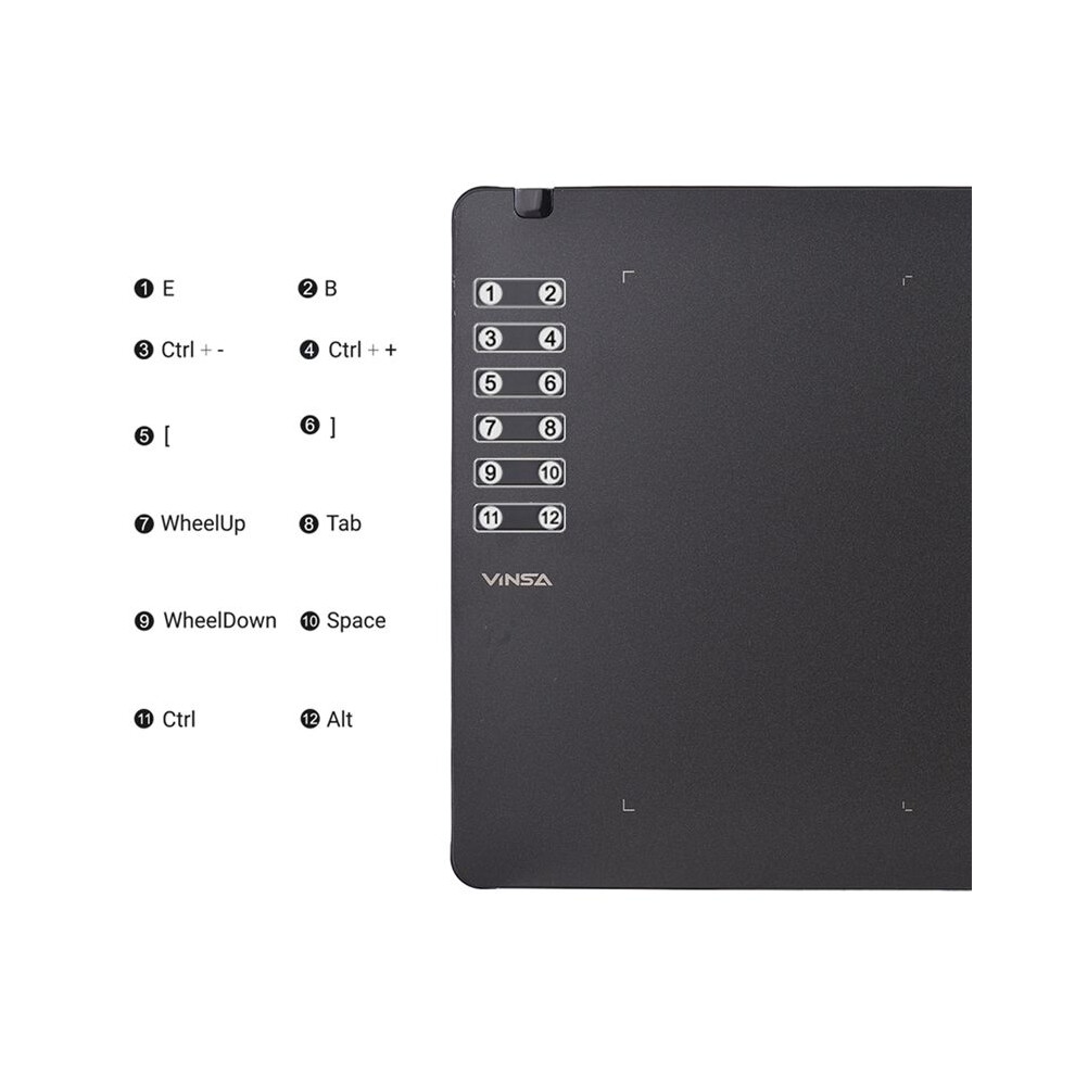 Vinsa T1161 Drawing Tablet Ultra-Thin Art Creation Sketch With Battery-Free Stylus 8 Pen Nibs 8192 Levels Pressure 6031280071712