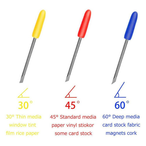 60 Pcs 30/45/60 Degree Blade Vinyl Cutter Plotter Cutting Blades for CB09 CB09U Graphtec with Blade Holder Base 1