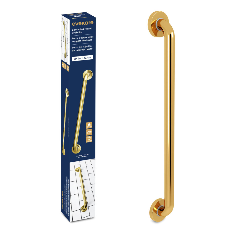 Gold 24 Inch Stainless Steel Shower Grab Bar Ada Compliant Bathroom Safety Handle For Elderly And Disabled