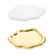 Set of 2 Elegant Porcelain Decorative- White Gold