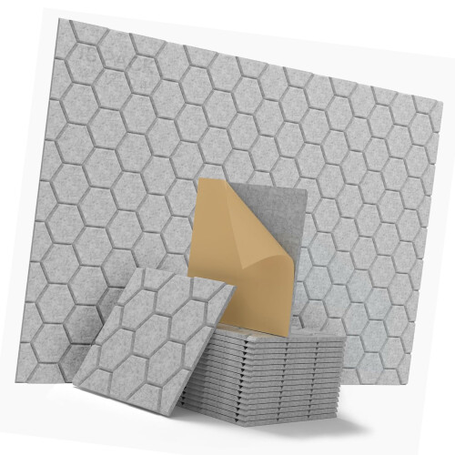 Polyester Fiber Soundproof Panels with Honeycombs Design-Grey