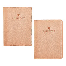 2pcs PU Leather Passports Wallet Elegant Embossed-rose gold