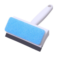 4pcs Double Sided Window Squeegee with Scrubber Kit, Ergonomic Non Slip Handle for Shower and Car Windshield Cleaning