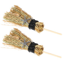 2pcs Mini Witch Broom Decorations Halloween Broomstick Ornaments for DIY Crafts and Party Decor