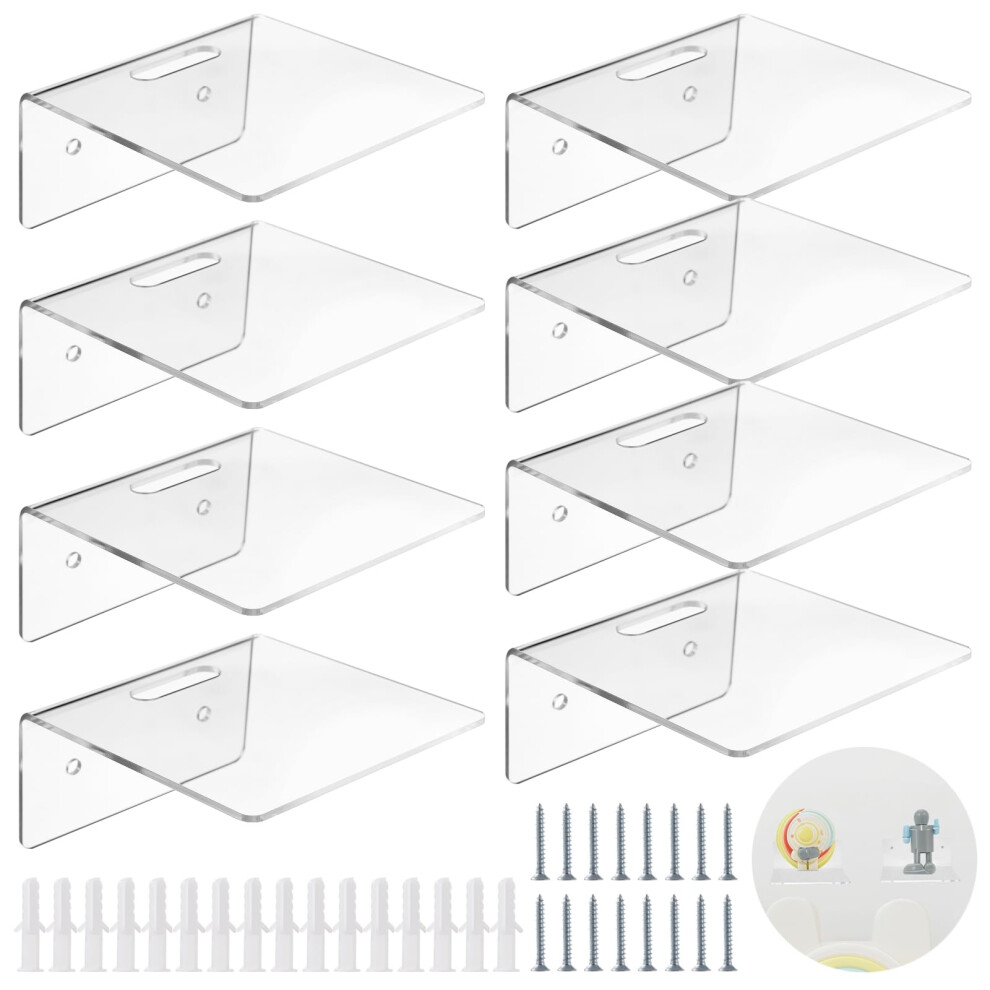 8 Pieces Clear Acrylic Wall Shelves Set, Small Floating Shelves For Bathroom Or Kitchen Organization 9351714436724