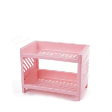 Bathroom Organizer Shelf 2 Tier Adjustable Countertop Storage Rack for Bathroom and Kitchen Pink