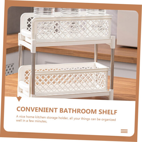 Double Layer Bathroom Organizer Shelf with  Load Capacity Space Saving Rack for Kitchen and Bathroom 2