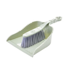 Angled Broom and Dustpan Set with Dual Bristles for Home Cleaning, Lightweight Plastic Green
