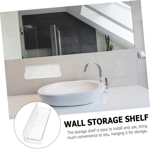 Bathroom Wall Mounted Shelf No Drill Adhesive Organizer Rack Space Saving Multi Use Storage for Bathroom 1