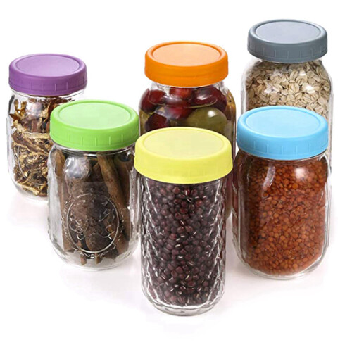 36Pcs Plastic Regular Mouth Jar Lids for , Kerr and More with Rings - Colored Plastic Storage Cap 2