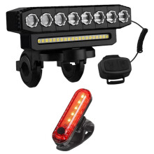 Bike Headlight, Electric Bike Horn, 6-Mode Rechargeable Waterproof Front & Rear LED Lights for Outdoor, Mountain Lights