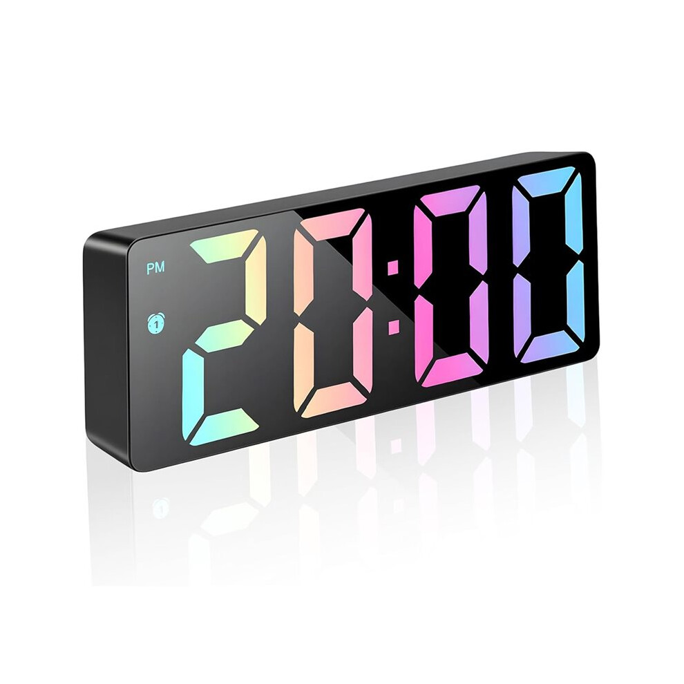 Digital Alarm Clock Digital Clocks Bedside LED Colorful Display Mains Powered Electric Alarm Clocks Bedside Alarm Clocks